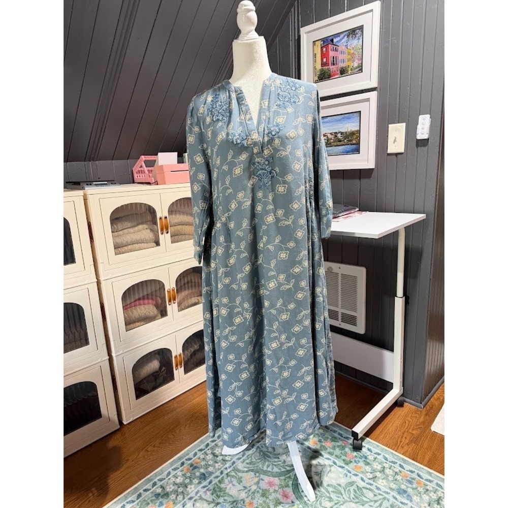 Women's classic meets boho cotton blend dress by April Cornell - Size Large